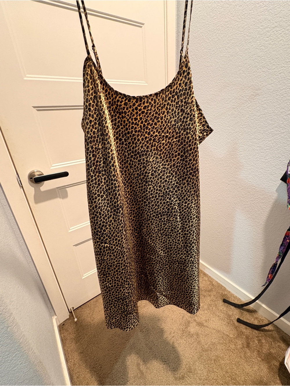 Leopard Print Slip Dress - Brown & Black Size L